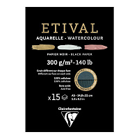 Альбом для акварели, 15л., А5, на склейке Clairefontaine "Etival", 300г/м2, торшон, холод. пресс., черный фото Альбом для акварели, 15л., А5, на склейке Clairefontaine "Etival", 300г/м2, торшон, холод. пресс., черный