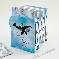 Подставка для книг MESHU "Space Whale", 3 отделения, раздвижная фото Подставка для книг MESHU "Space Whale", 3 отделения, раздвижная