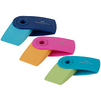 Ластик Faber-Castell "Sleeve Mini", прямоугольный, 54*25*13мм, синий/розовый/голубой, выдвижной, пластиковый футляр фото Ластик Faber-Castell "Sleeve Mini", прямоугольный, 54*25*13мм, синий/розовый/голубой, выдвижной, пластиковый футляр