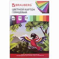 Картон цветной А4 МЕЛОВАННЫЙ (глянцевый), 12 листов 12 цветов, в папке, BRAUBERG, 200х290 мм, "Килиманджаро", 129917 фото Картон цветной А4 МЕЛОВАННЫЙ (глянцевый), 12 листов 12 цветов, в папке, BRAUBERG, 200х290 мм, "Килиманджаро", 129917