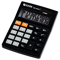 Калькулятор настольный Eleven SDC-022SR, 10 разрядов, двойное питание, 88*127*23мм, черный фото Калькулятор настольный Eleven SDC-022SR, 10 разрядов, двойное питание, 88*127*23мм, черный