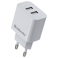 Зарядное устройство сетевое Defender UPA-22 белый, 2xUSB, 2.1А output, черный фото Зарядное устройство сетевое Defender UPA-22 белый, 2xUSB, 2.1А output, черный
