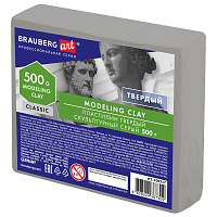 Пластилин скульптурный BRAUBERG ART CLASSIC, серый, 0,5 кг, твердый, 106517 фото Пластилин скульптурный BRAUBERG ART CLASSIC, серый, 0,5 кг, твердый, 106517