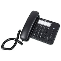 Телефон PANASONIC KX-TS2352RUB, черный, память 3 номера, повторный набор, тональный/импульсный режим, индикатор вызова