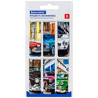 Закладки для книг МАГНИТНЫЕ, "RETRO CARS", набор 6 шт., 60x20 мм, BRAUBERG, 113158 фото Закладки для книг МАГНИТНЫЕ, "RETRO CARS", набор 6 шт., 60x20 мм, BRAUBERG, 113158