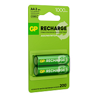 Батарейки аккумуляторные GP ReCharge Ni-Mh пальчиковые КОМПЛЕКТ 2 шт., АА (HR6) 1000 mAh, 100AAHCV, 100AAHCV-2CRSB фото Батарейки аккумуляторные GP ReCharge Ni-Mh пальчиковые КОМПЛЕКТ 2 шт., АА (HR6) 1000 mAh, 100AAHCV, 100AAHCV-2CRSB