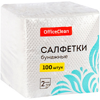Салфетки бумажные OfficeClean, 2 слойн., 24*24см, белые, 100шт. фото Салфетки бумажные OfficeClean, 2 слойн., 24*24см, белые, 100шт.