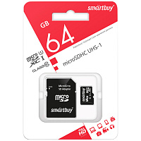 Карта памяти 64 ГБ microSDXC SmartBuy SB64GBSDCL10-01 Class 10 фото Карта памяти 64 ГБ microSDXC SmartBuy SB64GBSDCL10-01 Class 10