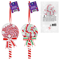 Украшение ёлочное (1 шт.) "Леденцы", 6,5х13 см, полимерная глина, ассорти 2 дизайна, ЗОЛОТАЯ СКАЗКА, 592407
