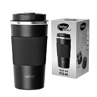 Термокружка 510 мл JOYLUX (ДЖОЙЛЮКС) EVERY DAY, нержавеющая сталь SUS304, силиконовый рукав, черный матовый, 700292