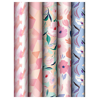 Упаковочная бумага глянц. 70*100см, MESHU "Floral mood", 80 г/м2, ассорти, 5 дизайнов фото Упаковочная бумага глянц. 70*100см, MESHU "Floral mood", 80 г/м2, ассорти, 5 дизайнов