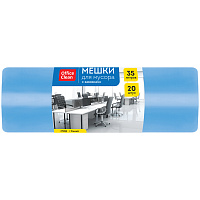 Мешки для мусора 35л OfficeClean ПНД, 48*52см, 10мкм, 20шт., прочные, синие, в рулоне, с завязками фото Мешки для мусора 35л OfficeClean ПНД, 48*52см, 10мкм, 20шт., прочные, синие, в рулоне, с завязками