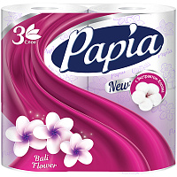 Бумага туалетная Papia Bali Flower 3-слойная белая с цветочным ароматом (4 рулона в упаковке) фото Бумага туалетная Papia Bali Flower 3-слойная белая с цветочным ароматом (4 рулона в упаковке)