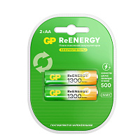 Батарейки аккумуляторные GP ReEnergy Ni-Mh пальчиковые КОМПЛЕКТ 2 шт., AA (HR6), 1300 mAh, 130AAHCRGY, 130AAHCRGY-2CRC фото Батарейки аккумуляторные GP ReEnergy Ni-Mh пальчиковые КОМПЛЕКТ 2 шт., AA (HR6), 1300 mAh, 130AAHCRGY, 130AAHCRGY-2CRC