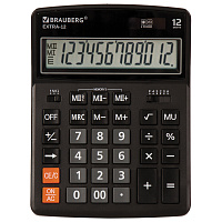 Калькулятор настольный BRAUBERG EXTRA-12-BK (206x155 мм), 12 разрядов, двойное питание, ЧЕРНЫЙ, 250481 фото Калькулятор настольный BRAUBERG EXTRA-12-BK (206x155 мм), 12 разрядов, двойное питание, ЧЕРНЫЙ, 250481