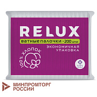 Ватные палочки 200 шт., RELUX, пакет, 1207 фото Ватные палочки 200 шт., RELUX, пакет, 1207