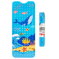 Коврик для ванны противоскользящий 100х40 см, с печатью "Кит", ПВХ, присоски, PRIMILA (ПРИМИЛА), 700377