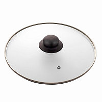 Крышка стеклянная 26 см с пароотводом, жаропрочное стекло, нержавеющая сталь ободка, SCOVO "Classic", KC-226