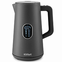 Чайник KITFORT КТ-6115-2, 1,5 л, 1800 Вт, закрытый нагревательный элемент, ТЕРМОРЕГУЛЯТОР, двойные стенки, серый фото Чайник KITFORT КТ-6115-2, 1,5 л, 1800 Вт, закрытый нагревательный элемент, ТЕРМОРЕГУЛЯТОР, двойные стенки, серый