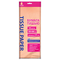 Цветная бумага ТИШЬЮ 17 г/м2, 50х66 см, 10 листов, персиковый цвет, ЗОЛОТАЯ СКАЗКА, 116481