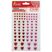 Стразы самоклеящиеся "Сердце", 6-15 мм, 80 шт., розовые/красные, на подложке, ОСТРОВ СОКРОВИЩ, 661399 фото Стразы самоклеящиеся "Сердце", 6-15 мм, 80 шт., розовые/красные, на подложке, ОСТРОВ СОКРОВИЩ, 661399