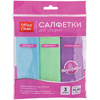 Салфетка для уборки OfficeClean, набор 3шт., микрофибра, универс., для стекол, для мебели, 30*30см фото Салфетка для уборки OfficeClean, набор 3шт., микрофибра, универс., для стекол, для мебели, 30*30см