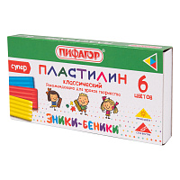 Пластилин классический ПИФАГОР "ЭНИКИ-БЕНИКИ СУПЕР", 6 цветов, 120 г, стек, 106428 фото Пластилин классический ПИФАГОР "ЭНИКИ-БЕНИКИ СУПЕР", 6 цветов, 120 г, стек, 106428