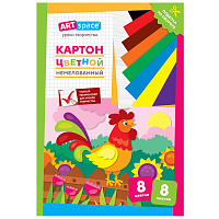 Картон цветной А4, ArtSpace, 8л., 8цв., немелованный, в папке, "Петушок фото Картон цветной А4, ArtSpace, 8л., 8цв., немелованный, в папке, "Петушок
