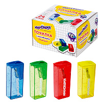 Точилка ЮНЛАНДИЯ "Космо", с контейнером, пластиковая, корпус ассорти, 228452 фото Точилка ЮНЛАНДИЯ "Космо", с контейнером, пластиковая, корпус ассорти, 228452
