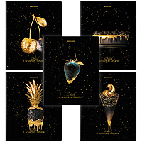 Тетрадь А5, 48 л., BRAUBERG, скоба, клетка, матовая ламинация, фольга, "Black&Gold" (микс в спайке), 404370 фото Тетрадь А5, 48 л., BRAUBERG, скоба, клетка, матовая ламинация, фольга, "Black&Gold" (микс в спайке), 404370
