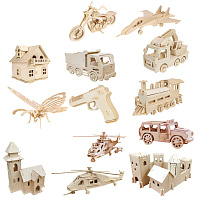 Сборная модель из дерева, АССОРТИ, 15 видов, РК