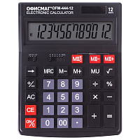 Калькулятор настольный ОФИСМАГ OFM-444 (199x153 мм), 12 разрядов, двойное питание, ЧЕРНЫЙ, 250459 фото Калькулятор настольный ОФИСМАГ OFM-444 (199x153 мм), 12 разрядов, двойное питание, ЧЕРНЫЙ, 250459