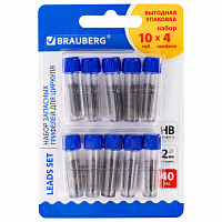 Грифели запасные для циркуля BRAUBERG, НАБОР 10 туб по 4 шт. (40 шт х 18 мм), HB, 2 мм, блистер, 210807 фото Грифели запасные для циркуля BRAUBERG, НАБОР 10 туб по 4 шт. (40 шт х 18 мм), HB, 2 мм, блистер, 210807