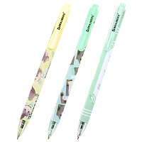 Ручка шариковая автоматическая с принтом, кросс-серия "МИЛЫЕ КОТЫ", BRAUBERG, корпус soft-touch, СИНЯЯ, узел 0,7 мм, линия 0,35 мм, 144479