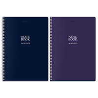 Тетрадь А4, 96 л., BRAUBERG, гребень, клетка, матовая ламинация, "NoteBookMono" (микс в спайке), 405315