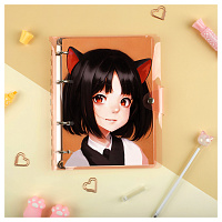Тетрадь на кольцах 120л., А5, клетка MESHU "Neko", с пластиковой обложкой фото Тетрадь на кольцах 120л., А5, клетка MESHU "Neko", с пластиковой обложкой