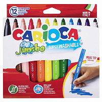 Фломастеры утолщенные CARIOCA "Jumbo", 12 цветов, суперсмываемые, вентилируемый колпачок, картонная упаковка, 40569 фото Фломастеры утолщенные CARIOCA "Jumbo", 12 цветов, суперсмываемые, вентилируемый колпачок, картонная упаковка, 40569