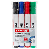 Маркеры стираемые для белой доски, НАБОР 4 ЦВЕТА, BRAUBERG "ULTRA WHITEBOARD MARKER", 3 мм, 152635 фото Маркеры стираемые для белой доски, НАБОР 4 ЦВЕТА, BRAUBERG "ULTRA WHITEBOARD MARKER", 3 мм, 152635