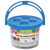Тесто-пластилин для лепки СУПЕР ПЛАСТИЧНОЕ, 20 цветов 300 г, в пластиковом ведерке, формочки, BAMBOX (БАМБОКС), 107251