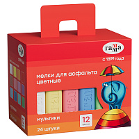 Мелки для асфальта Гамма "Мультики" цветные, 24шт., квадратные, картонная коробка фото Мелки для асфальта Гамма "Мультики" цветные, 24шт., квадратные, картонная коробка