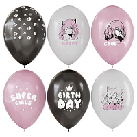 Воздушные шары, 12шт., М12/30см, MESHU "Anime party", пастель, ассорти фото Воздушные шары, 12шт., М12/30см, MESHU "Anime party", пастель, ассорти