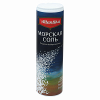 Соль пищевая 250 г, "Морская" мелкая, йодированная, пластиковая туба с дозатором, АТЛАНТИКА фото Соль пищевая 250 г, "Морская" мелкая, йодированная, пластиковая туба с дозатором, АТЛАНТИКА