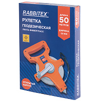 Рулетка геодезическая 50 м х 13 мм, лента фибергласс, открытый корпус, RABBITEX, 671368 фото Рулетка геодезическая 50 м х 13 мм, лента фибергласс, открытый корпус, RABBITEX, 671368