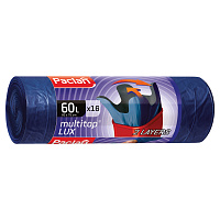 Мешки для мусора 60 л, с ушками, синие, рулон 16 шт., ПВД, 30 мкм, 60х75 см, PACLAN "Multitop Lux", 134474 фото Мешки для мусора 60 л, с ушками, синие, рулон 16 шт., ПВД, 30 мкм, 60х75 см, PACLAN "Multitop Lux", 134474