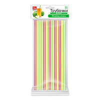 Трубочки для коктейлей прямые пластиковые 8х240 мм, цветные, КОМПЛЕКТ 50 шт., GRIFON, 105-103