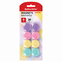 Магниты 30 мм, НАБОР 8 шт., BRAUBERG "PASTEL", блистер, 272518 фото Магниты 30 мм, НАБОР 8 шт., BRAUBERG "PASTEL", блистер, 272518