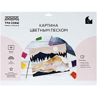 Картина цветным песком ТРИ СОВЫ "Полнолуние в горах", картонный пакет с европодвесом фото Картина цветным песком ТРИ СОВЫ "Полнолуние в горах", картонный пакет с европодвесом
