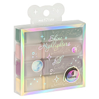 Набор текстовыделителей MESHU "Shiny", 04цв., пастельные цвета c глиттером, 1-5 мм, ПВХ бокс, европодвес фото Набор текстовыделителей MESHU "Shiny", 04цв., пастельные цвета c глиттером, 1-5 мм, ПВХ бокс, европодвес