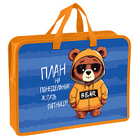 Папка с ручками А4 Мульти-Пульти "Мишка", пластик, на молнии, 70мм фото Папка с ручками А4 Мульти-Пульти "Мишка", пластик, на молнии, 70мм