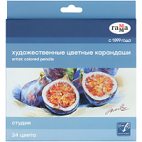 Карандаши цветные художественные Гамма "Студия", 24цв., заточен., картон. упаковка фото Карандаши цветные художественные Гамма "Студия", 24цв., заточен., картон. упаковка